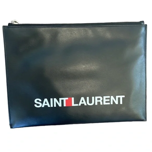 ** RARE** YSL Saint Laurent Pad Rider Sport in black leather clutch - Picture 1 of 8